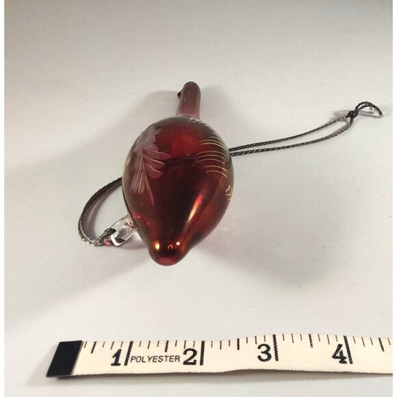 Handcrafted Egyptian Red Glass Ornament With 24K Gold Trim Accents - Picture 8 of 8